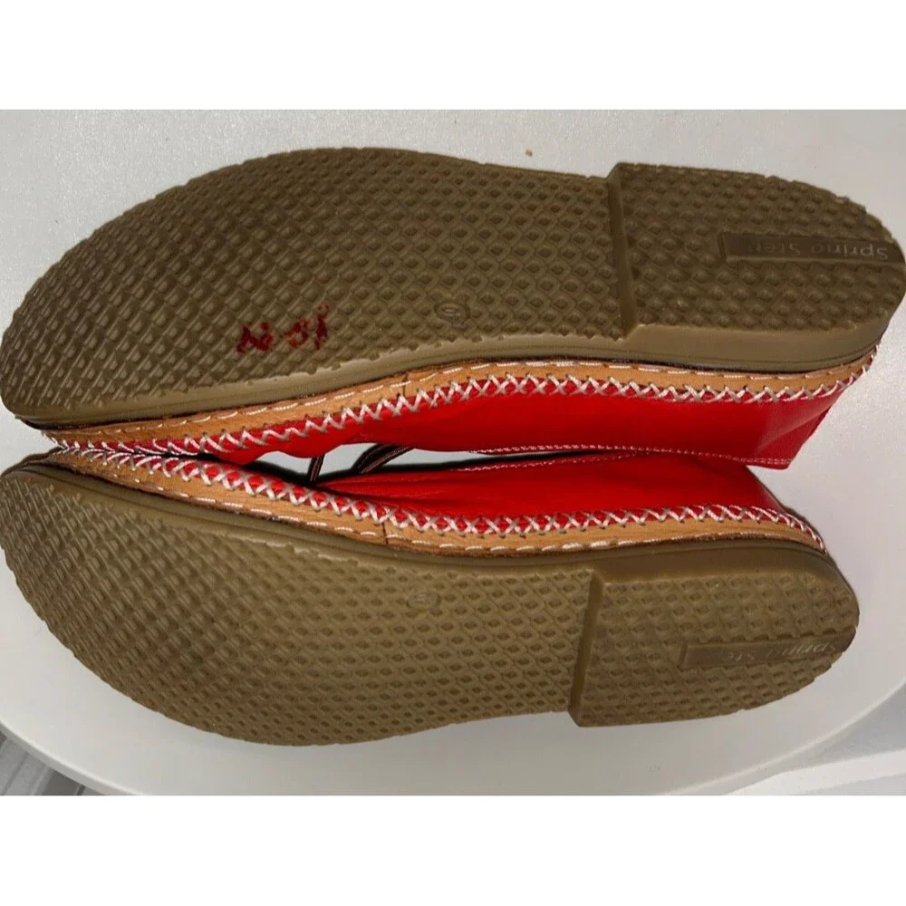 Spring Step Women’s Berna Slip On Loafer Shoe size 40/9 NWOT Genuine Leather Red